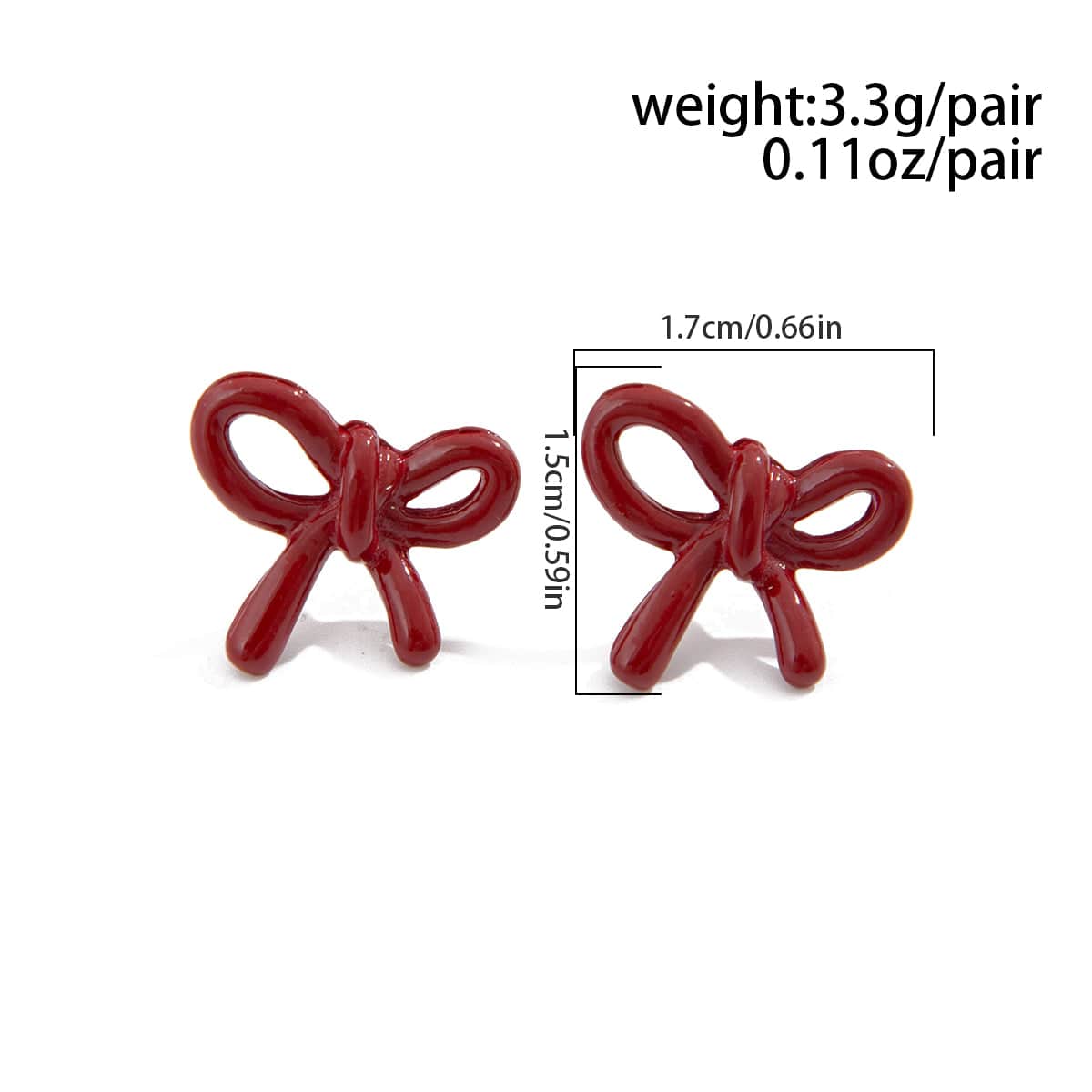 Elegant Red Enamel Bowknot Earrings