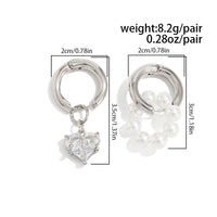 Thumbnail for Elegant Rhinestone Heart Pearl Dangle Huggie Hoop Earrings - ArtGalleryZen