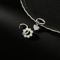 Thumbnail for Elegant Rhinestone Heart Pearl Dangle Huggie Hoop Earrings - ArtGalleryZen