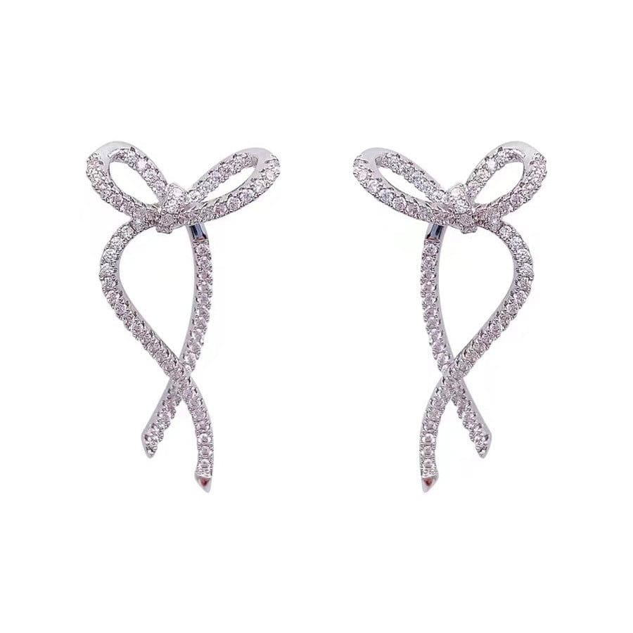 Elegant Rhinestone Inlaid Bowknot Earrings - ArtGalleryZen