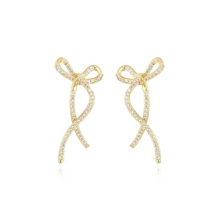 Elegant Rhinestone Inlaid Bowknot Earrings - ArtGalleryZen
