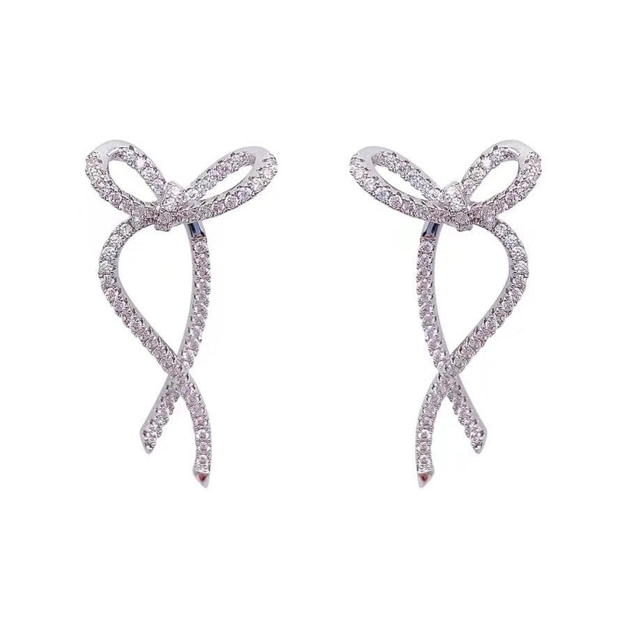 Elegant Rhinestone Inlaid Bowknot Earrings