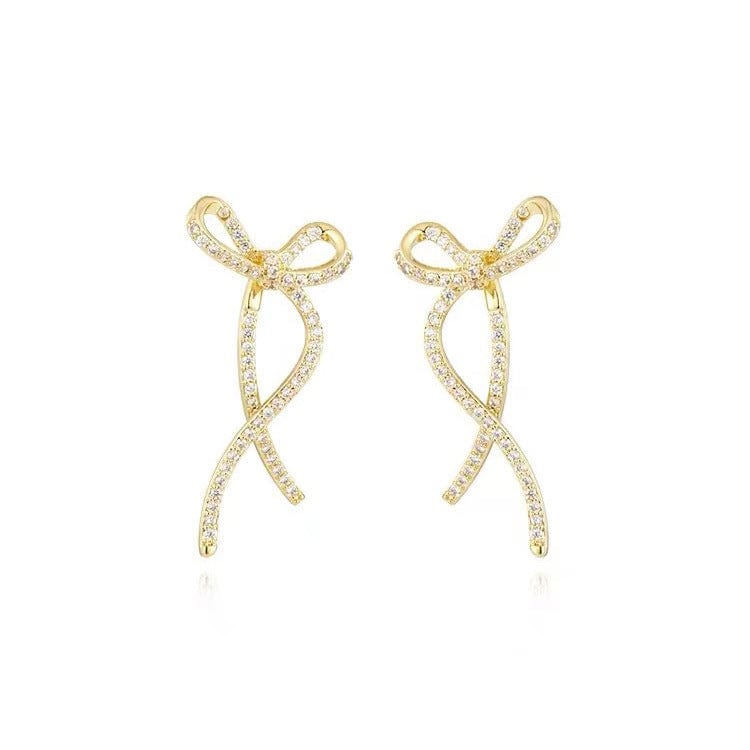 Elegant Rhinestone Inlaid Bowknot Earrings