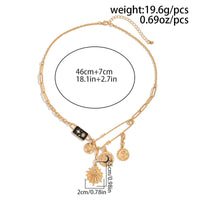 Thumbnail for Elegant Rhinestone Inlaid Enamel Round Disk Square Charm Paperclip Necklace - ArtGalleryZen