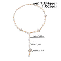 Thumbnail for Elegant Rhinestone Inlaid Pearl Long Chain Y Necklace