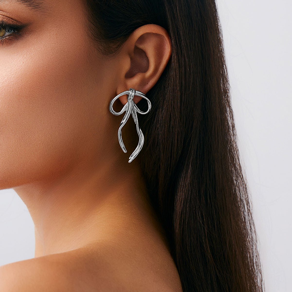 Elegant Ribbon Bowknot Stud Earrings - ArtGalleryZen