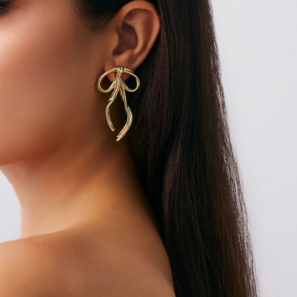 Elegant Ribbon Bowknot Stud Earrings - ArtGalleryZen