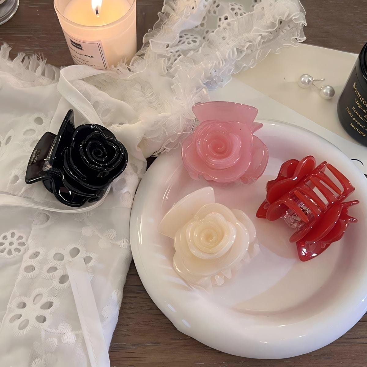 Elegant Rose Flower Hair Claw - ArtGalleryZen