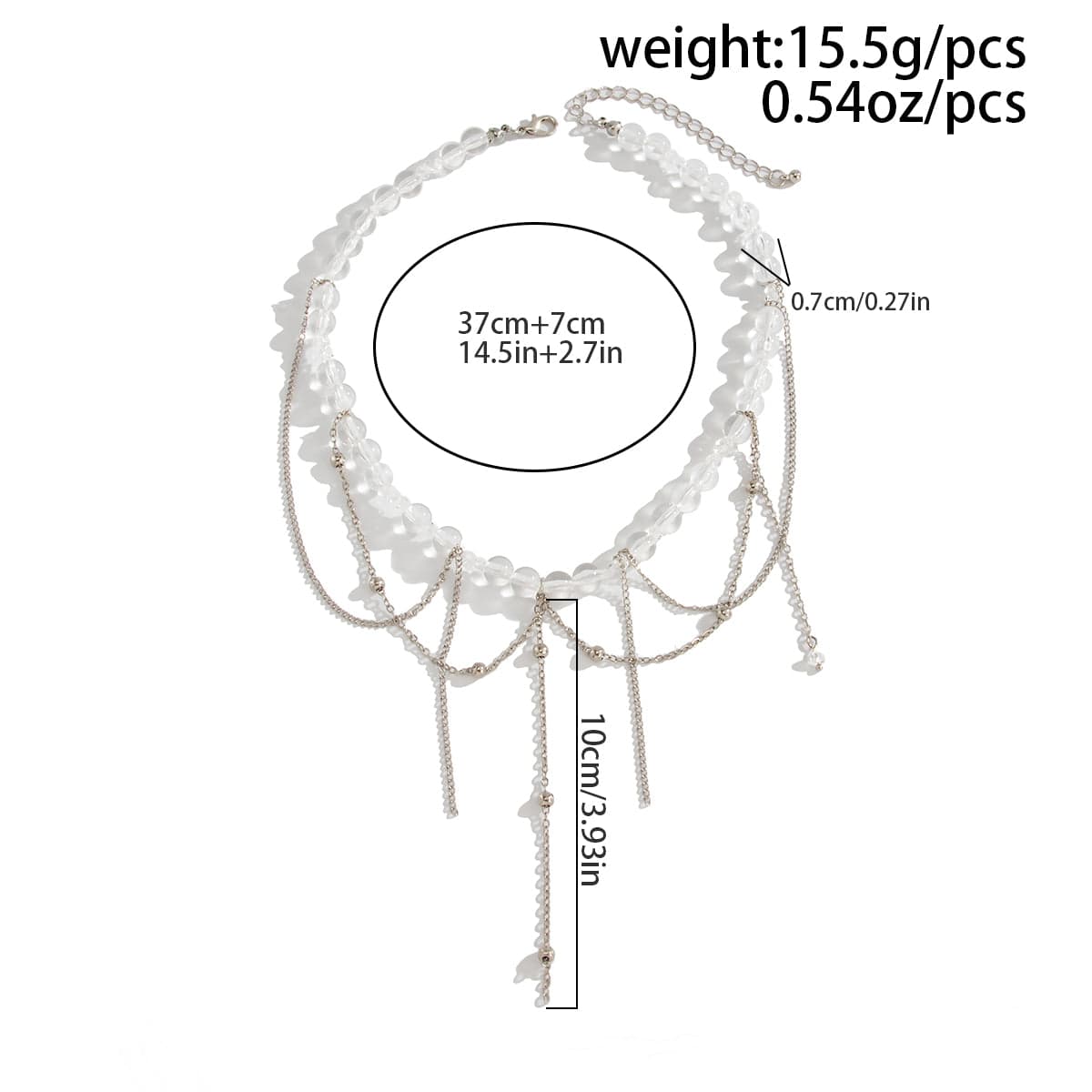 Elegant Saturn Chain Tassel Crystal Beaded Necklace - ArtGalleryZen