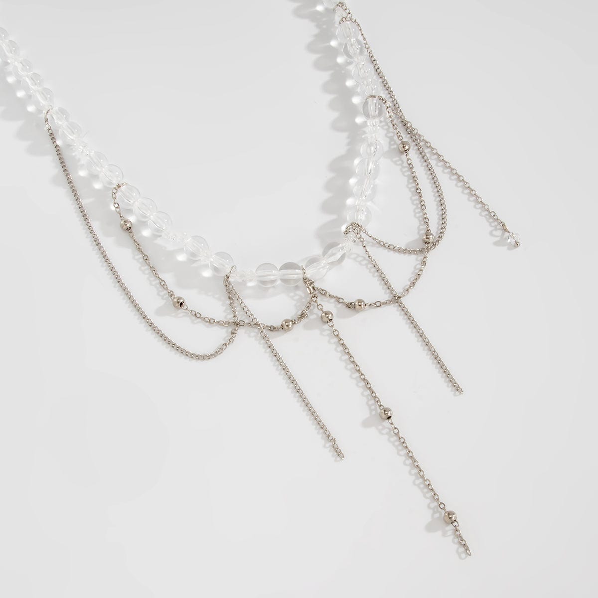 Elegant Saturn Chain Tassel Crystal Beaded Necklace - ArtGalleryZen