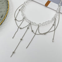 Thumbnail for Elegant Saturn Chain Tassel Crystal Beaded Necklace - ArtGalleryZen