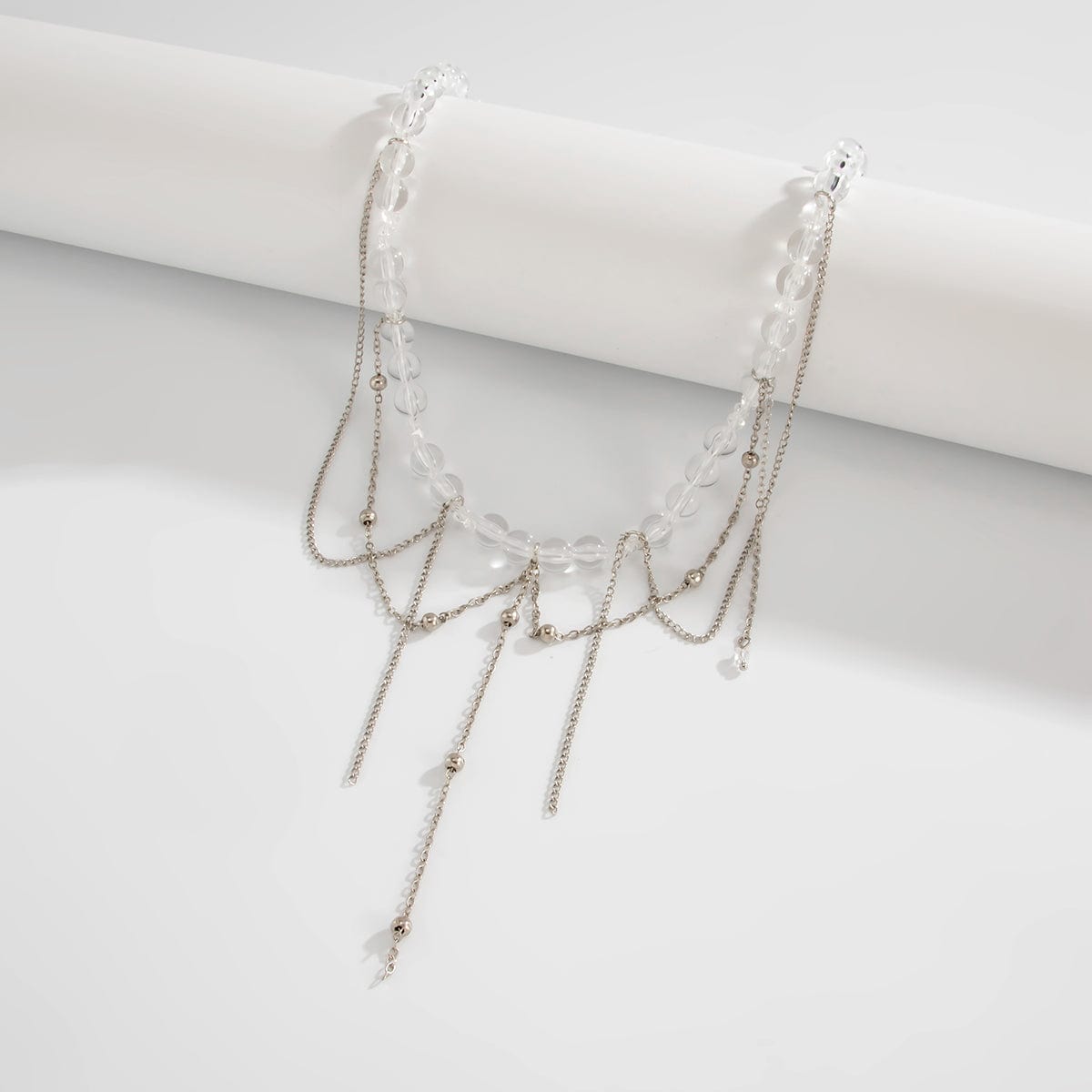 Elegant Saturn Chain Tassel Crystal Beaded Necklace - ArtGalleryZen