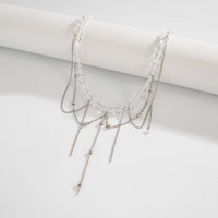 Thumbnail for Elegant Saturn Chain Tassel Crystal Beaded Necklace - ArtGalleryZen