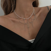 Thumbnail for Elegant Saturn Chain Tassel Crystal Beaded Necklace - ArtGalleryZen