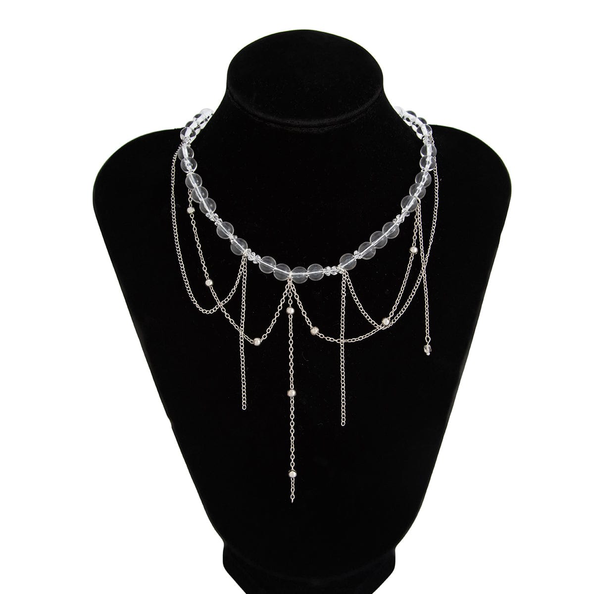 Elegant Saturn Chain Tassel Crystal Beaded Necklace - ArtGalleryZen