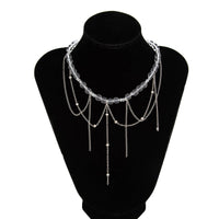 Thumbnail for Elegant Saturn Chain Tassel Crystal Beaded Necklace - ArtGalleryZen