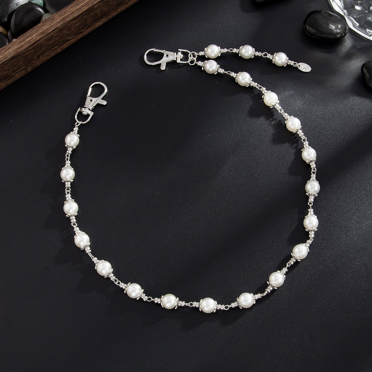Elegant Silver Plated Pearl Trouser Chain - ArtGalleryZen