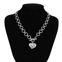 Thumbnail for Elegant Toggle Clasp Gold Silver Tone Heart Pendant Necklace