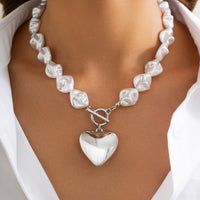 Thumbnail for Elegant Toggle Clasp Heart Pendant Irregular Pearl Chain Necklace Bracelet