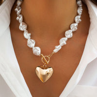 Thumbnail for Elegant Toggle Clasp Heart Pendant Irregular Pearl Chain Necklace Bracelet