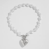 Thumbnail for Elegant Toggle Clasp Heart Pendant Irregular Pearl Chain Necklace Bracelet