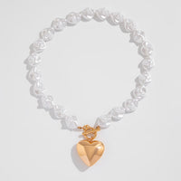 Thumbnail for Elegant Toggle Clasp Heart Pendant Irregular Pearl Chain Necklace Bracelet