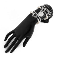 Thumbnail for Elegant Toggle Clasp Relief Coin Charm Pearl Curb Chain Bracelet Set - ArtGalleryZen