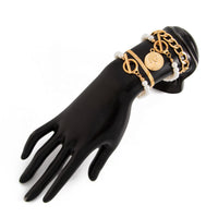 Thumbnail for Elegant Toggle Clasp Relief Coin Charm Pearl Curb Chain Bracelet Set - ArtGalleryZen