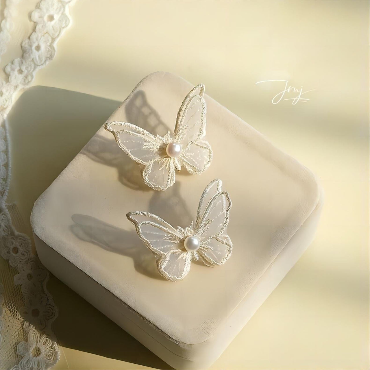 Embroidery Lace Butterfly Earrings - ArtGalleryZen