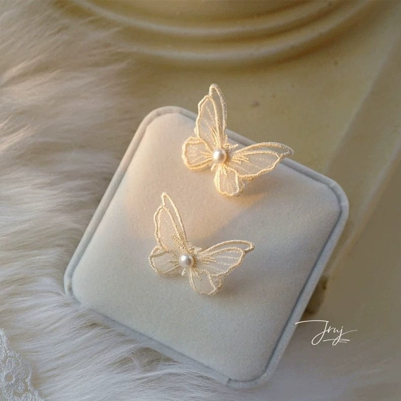 Embroidery Lace Butterfly Earrings - ArtGalleryZen