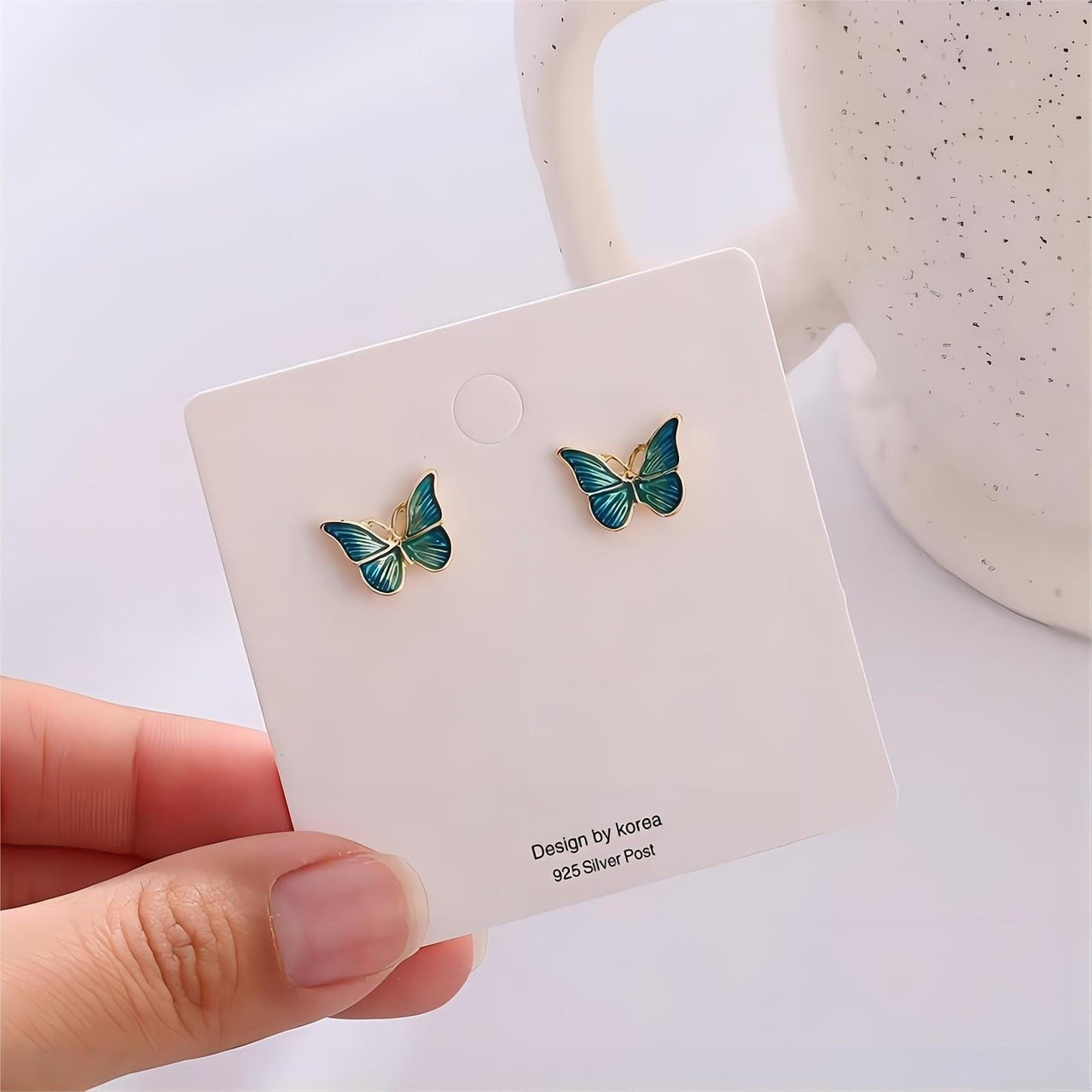 Enamel Butterfly Earrings - ArtGalleryZen