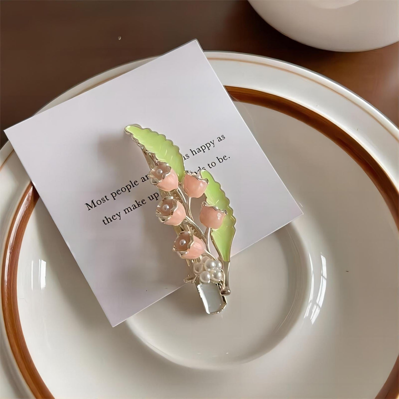 Enamel Pink Flower Hair Clip - ArtGalleryZen