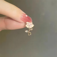 Thumbnail for Enamel Pink Rose Ear Clip Earrings - ArtGalleryZen