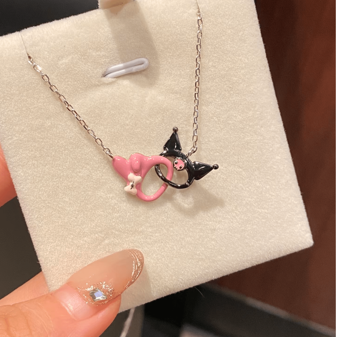 Enamel Sanrio Kuromi My Melody Mobius Strip Necklace