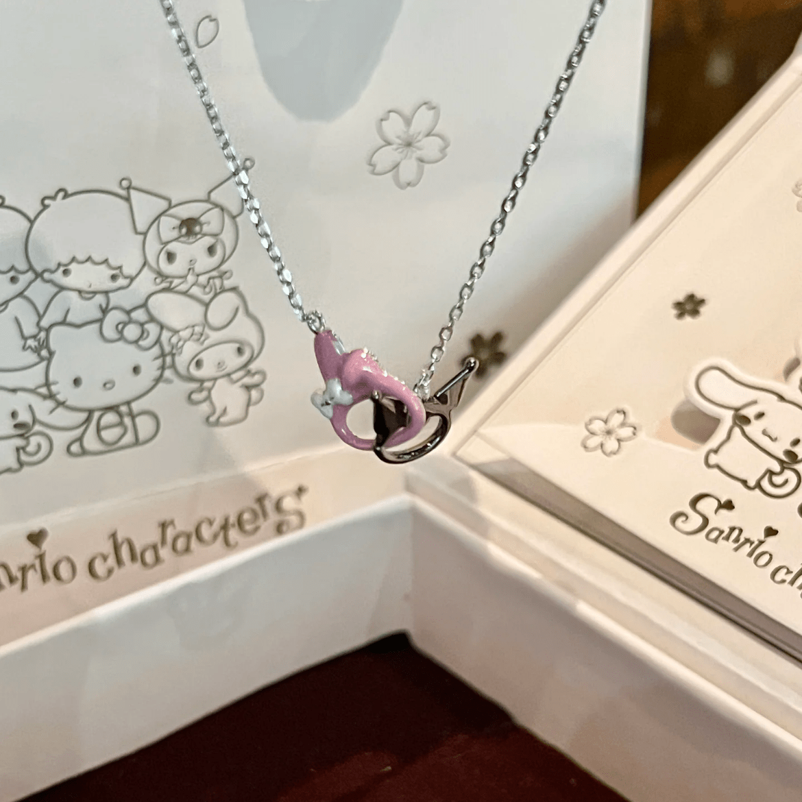 Enamel Sanrio Kuromi My Melody Mobius Strip Necklace