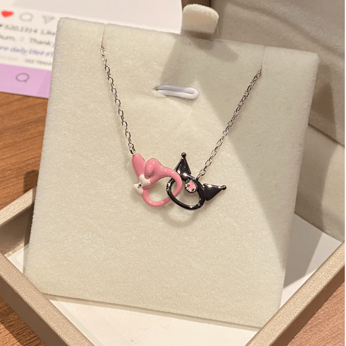 Enamel Sanrio Kuromi My Melody Mobius Strip Necklace