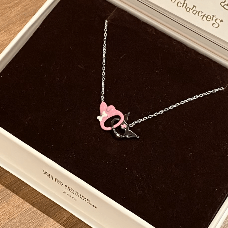 Enamel Sanrio Kuromi My Melody Mobius Strip Necklace