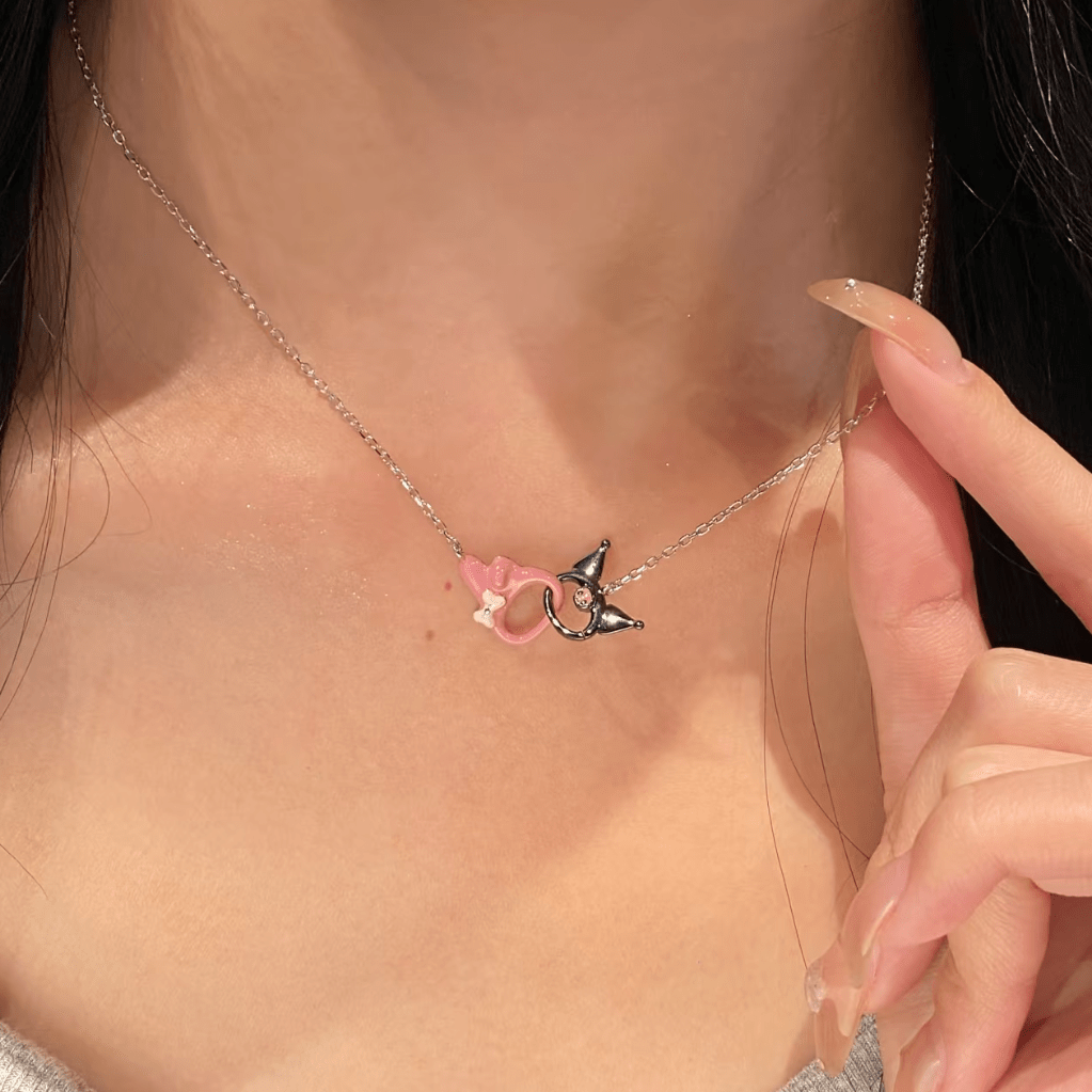 Enamel Sanrio Kuromi My Melody Mobius Strip Necklace