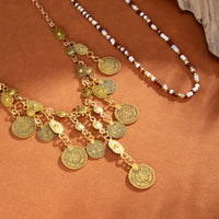Thumbnail for Ethnic Style 2pcs Ancient Coin Pendant Seed Beaded Necklace Set - ArtGalleryZen