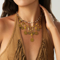 Thumbnail for Ethnic Style 2pcs Ancient Coin Pendant Seed Beaded Necklace Set - ArtGalleryZen