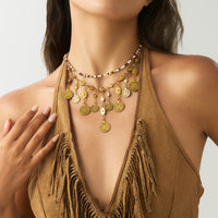 Thumbnail for Ethnic Style 2pcs Ancient Coin Pendant Seed Beaded Necklace Set - ArtGalleryZen