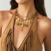 Thumbnail for Ethnic Style 2pcs Ancient Coin Pendant Seed Beaded Necklace Set - ArtGalleryZen