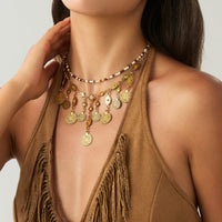 Thumbnail for Ethnic Style 2pcs Ancient Coin Pendant Seed Beaded Necklace Set - ArtGalleryZen