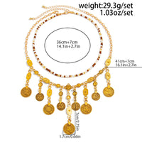 Thumbnail for Ethnic Style 2pcs Ancient Coin Pendant Seed Beaded Necklace Set - ArtGalleryZen