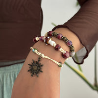 Thumbnail for Ethnic Style 3pcs Sun Mushroom Charm Ceramic Beaded Bracelet Set - ArtGalleryZen
