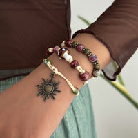 Thumbnail for Ethnic Style 3pcs Sun Mushroom Charm Ceramic Beaded Bracelet Set - ArtGalleryZen
