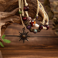 Thumbnail for Ethnic Style 3pcs Sun Mushroom Charm Ceramic Beaded Bracelet Set - ArtGalleryZen