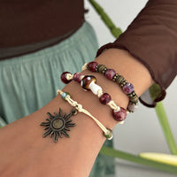 Thumbnail for Ethnic Style 3pcs Sun Mushroom Charm Ceramic Beaded Bracelet Set - ArtGalleryZen