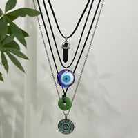 Thumbnail for Ethnic Style 4pcs Evil Eye Healing Crystal Stone Pendant Velvet Necklace Set - ArtGalleryZen