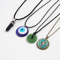 Thumbnail for Ethnic Style 4pcs Evil Eye Healing Crystal Stone Pendant Velvet Necklace Set - ArtGalleryZen